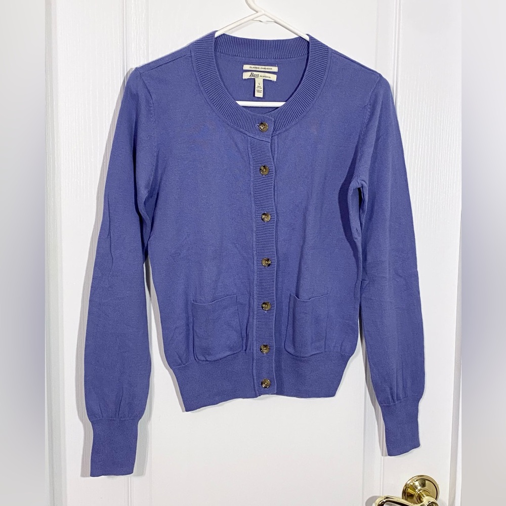 90s G.H. Bass Patch Pocket Button Front Cotton Cardigan Vintage Blue Size Small